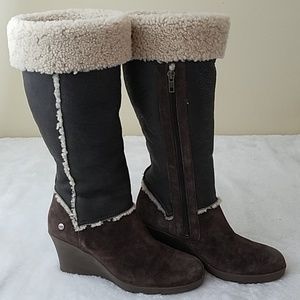UGG Black and Brown Heeled Boots